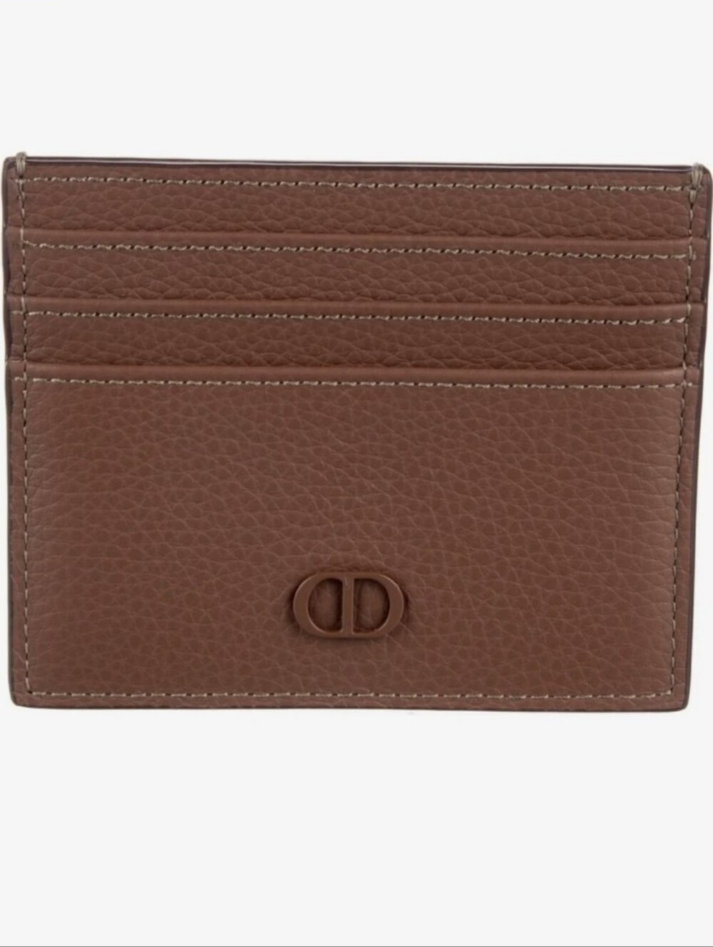 Christian Dior Men's Icon Card Holder in Gris Flanelle Grained Calfskin - Brown